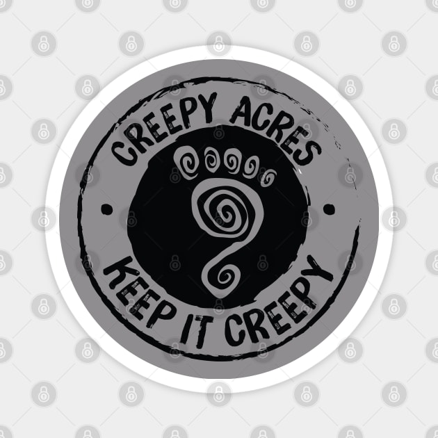 Creepy Acres foot logo (non distressed in black) Magnet by CreepyAcres